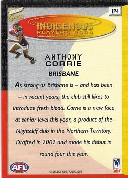 2004 Select Ovation - Indigenous Players 2004 #IP4 Anthony Corrie Back